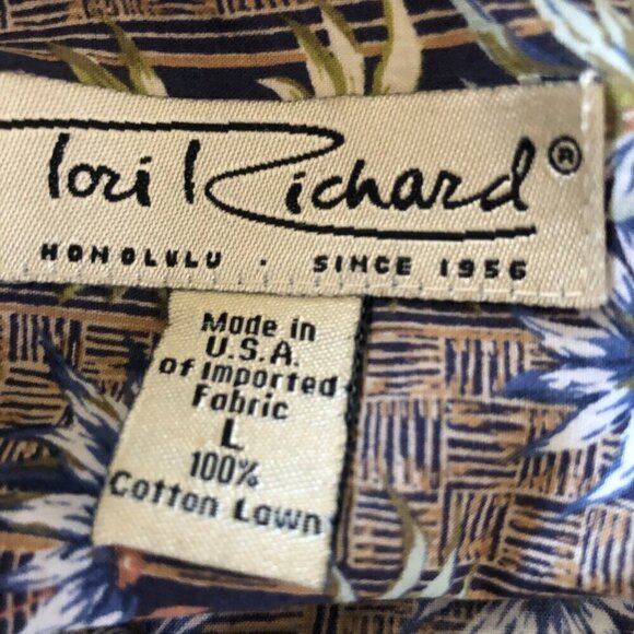 Tori Richard Cotton Lightweight Palm Tree Button Front Shirt sz L - Picture 4 of 4